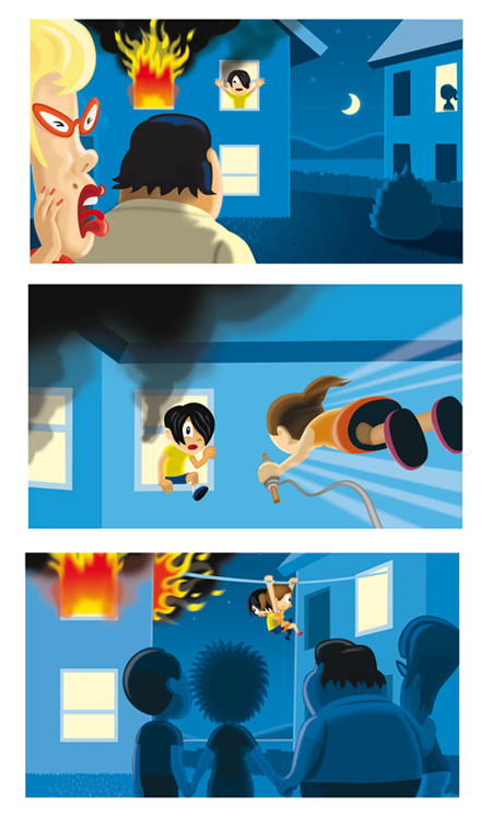 Comic Schulbuch Superheldin