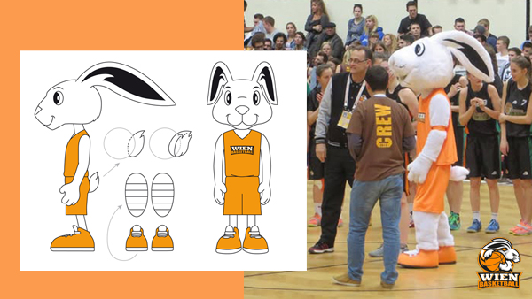Maskottchen Maskottchendesigner Sportmaskottchen Baskteballmaskottchen Vereinsmaskottchen Wiener Osterturnier Vienna